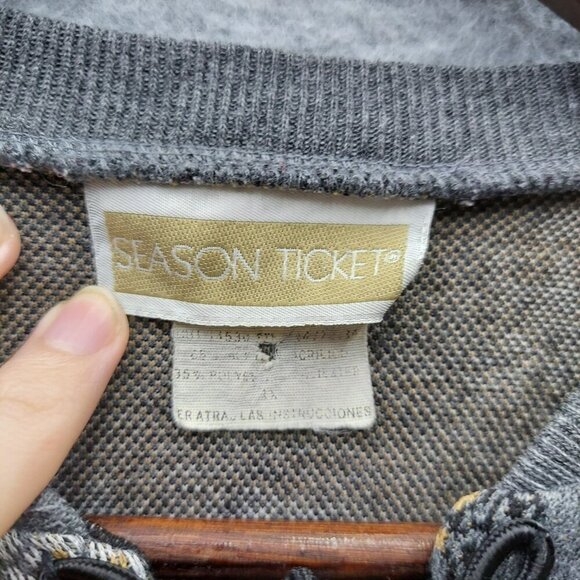 Vintage Season Ticket Floral Print Womens Sweatshirt Long Sleeve Size L Gray & M - Picture 2 of 4